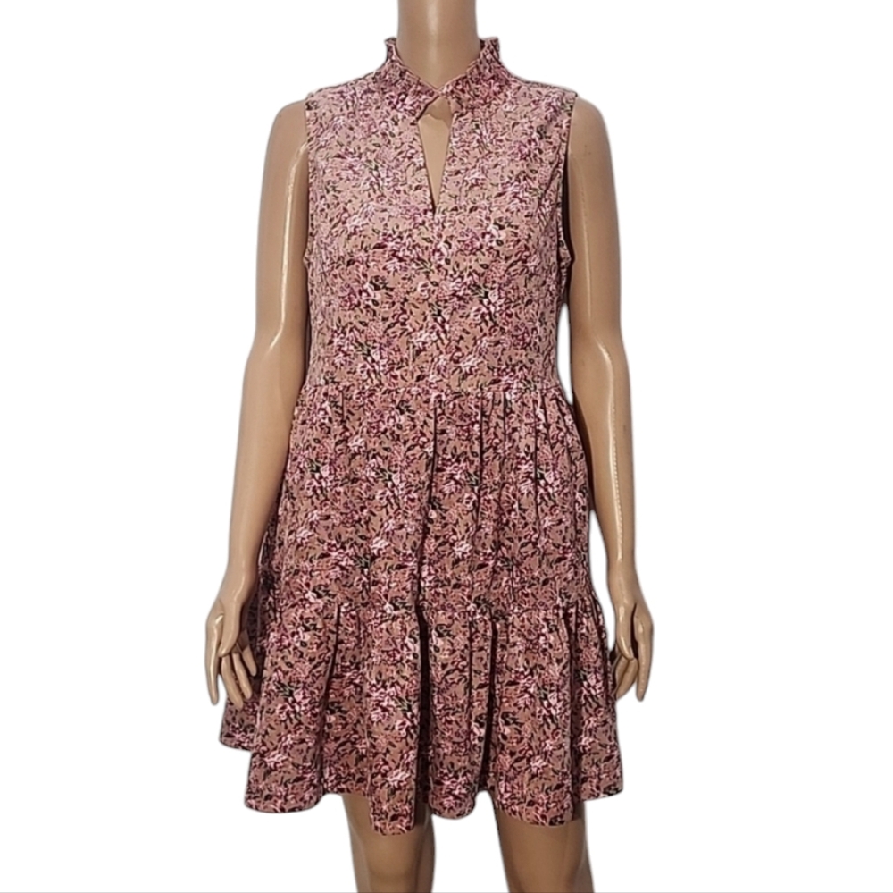 Fate Pink floral sleeveless corduroy Shift dress Size M Medium